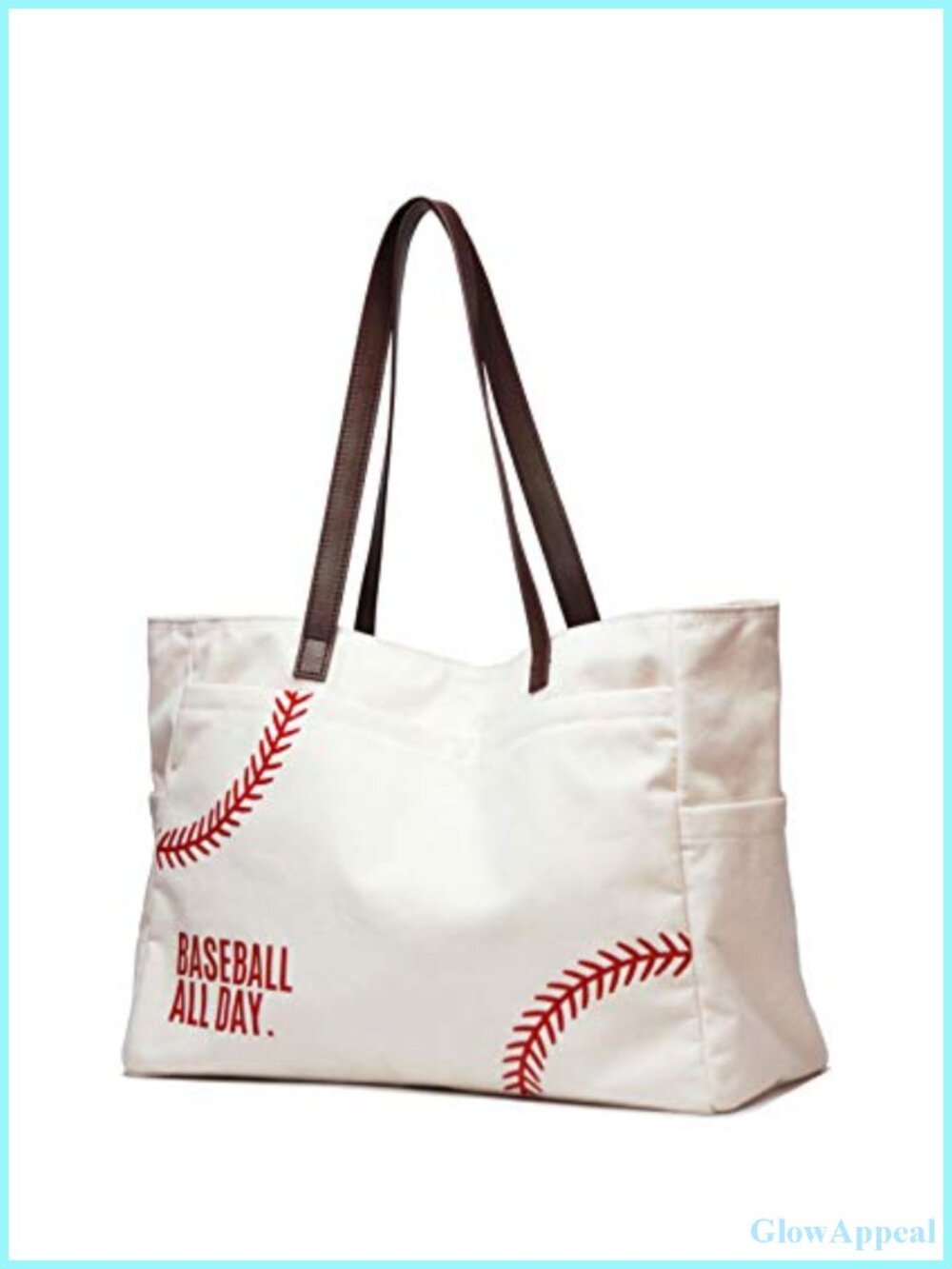 Canvas Tote Bag Baseball Mom Bag Sports Must Haves Baseball Gifts 17.5 inches